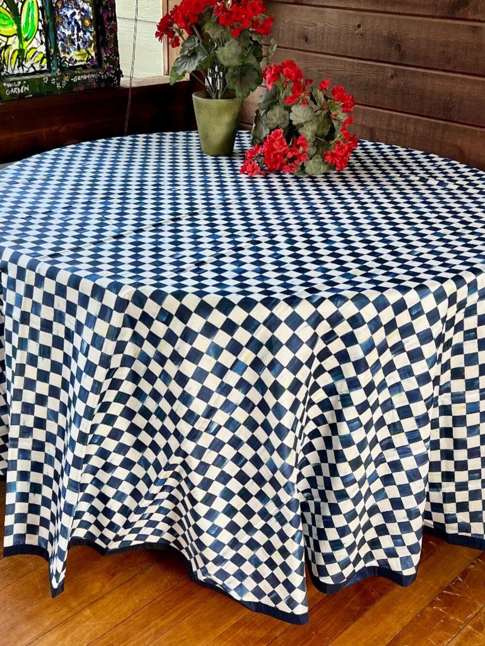 MacKenzie-Childs Royal Check Round Tablecloth